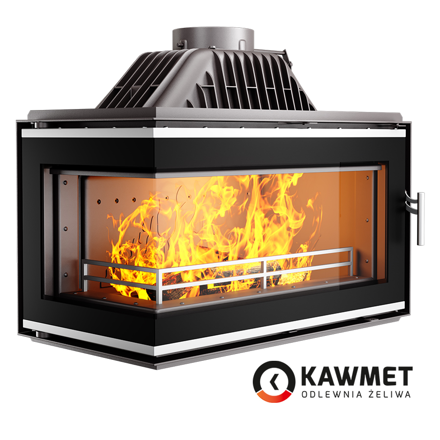 Каминная топка KawMet W16LB 14.7 кВт с угловым левым стеклом без рамы